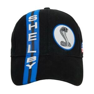 Shelby Racing Stripes Hat Black and Blue Cap New
